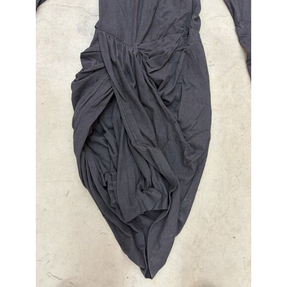 Helmut Lang Hooded Draped Dress Black 42 Avant Garde Asymmetrical Zip - Picture 4 of 6